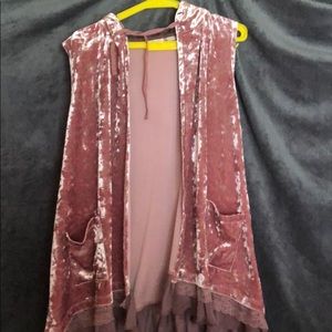 Logo velvet vest with hoodie